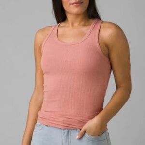 NWOT Prana Women's Foundation Ribbed Tank Top Cloud Blush Heather XL Yoga Gym